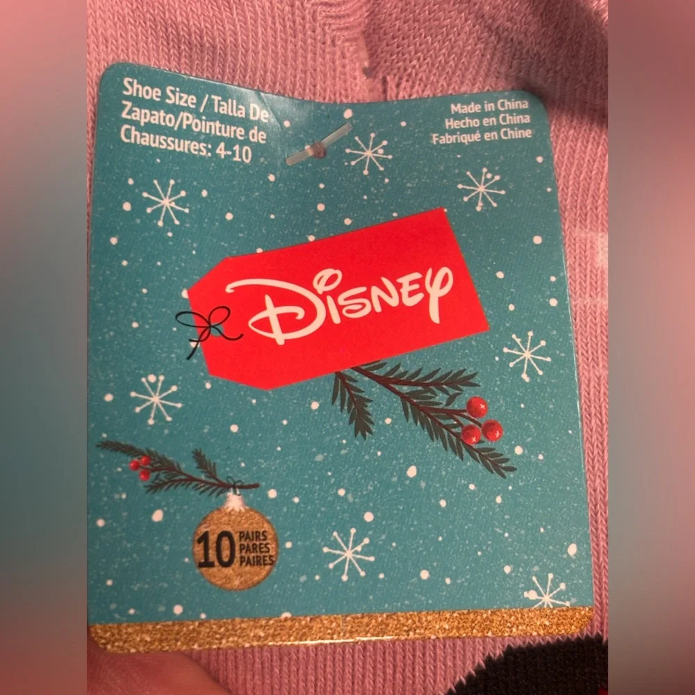 Disney Pink & Red Mickey Mouse Holiday Crew Socks 10 Pairs